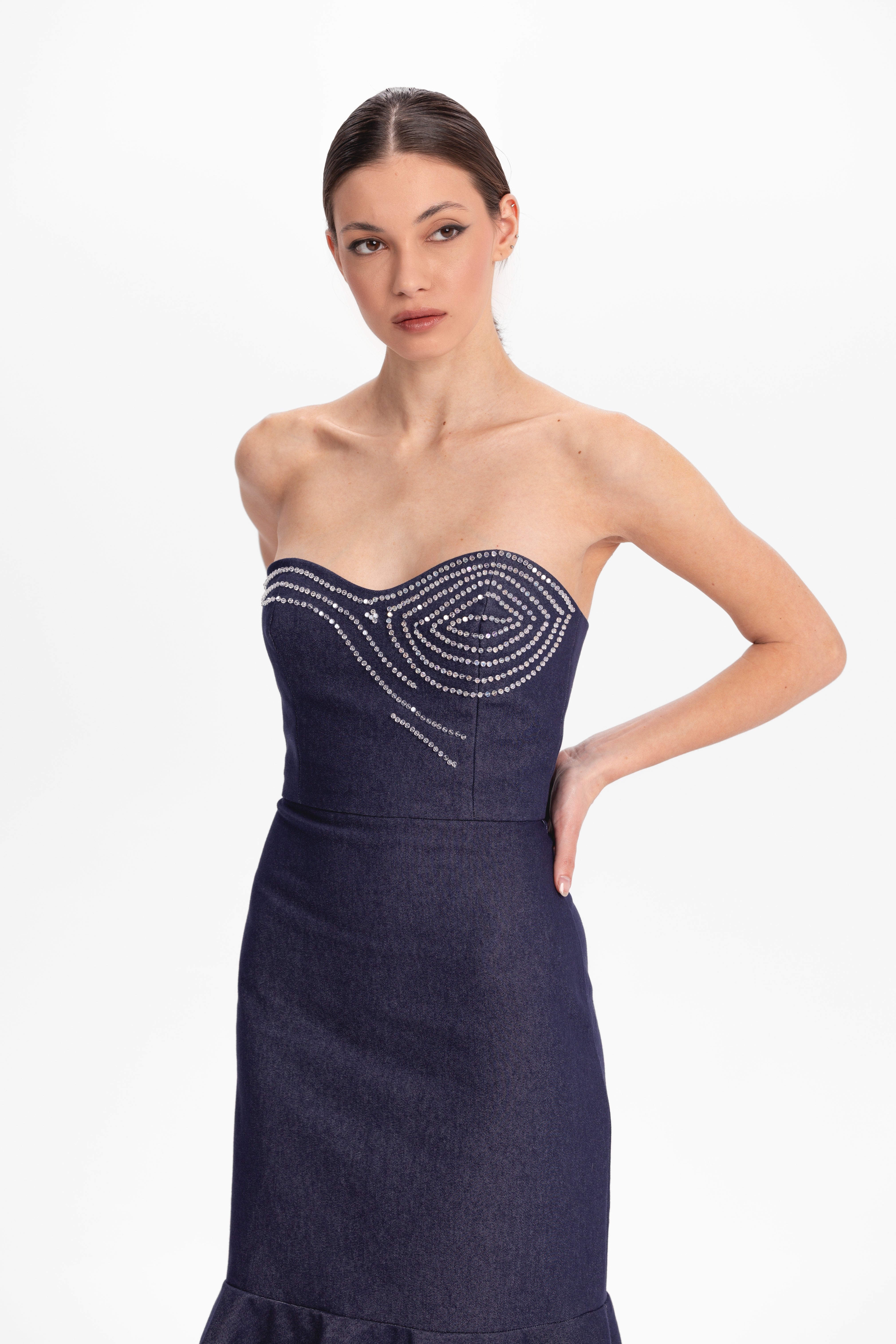 Denim corset dress – GÁLA By Ameera
