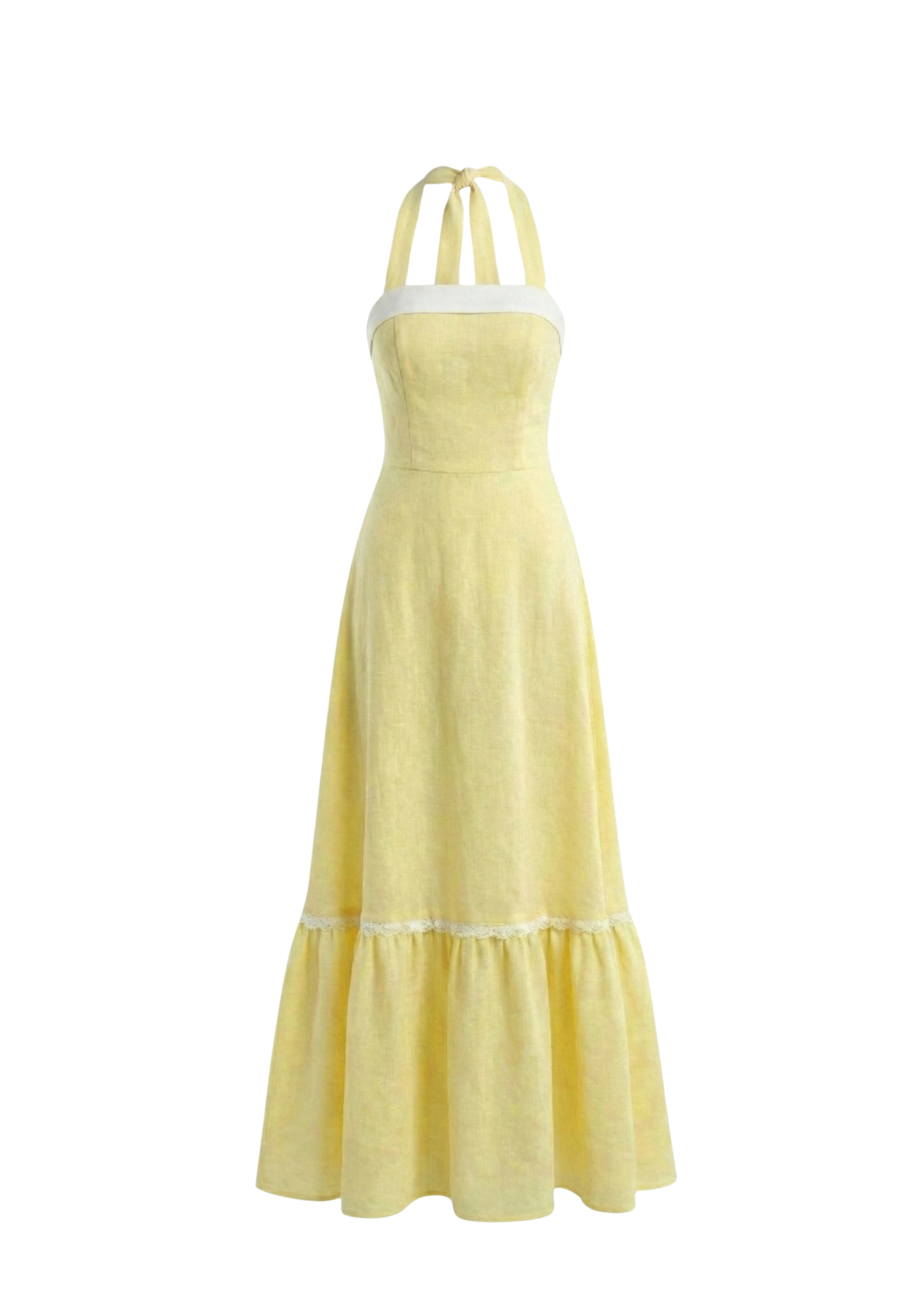 butter Yellow dress with halter neckline resort collection