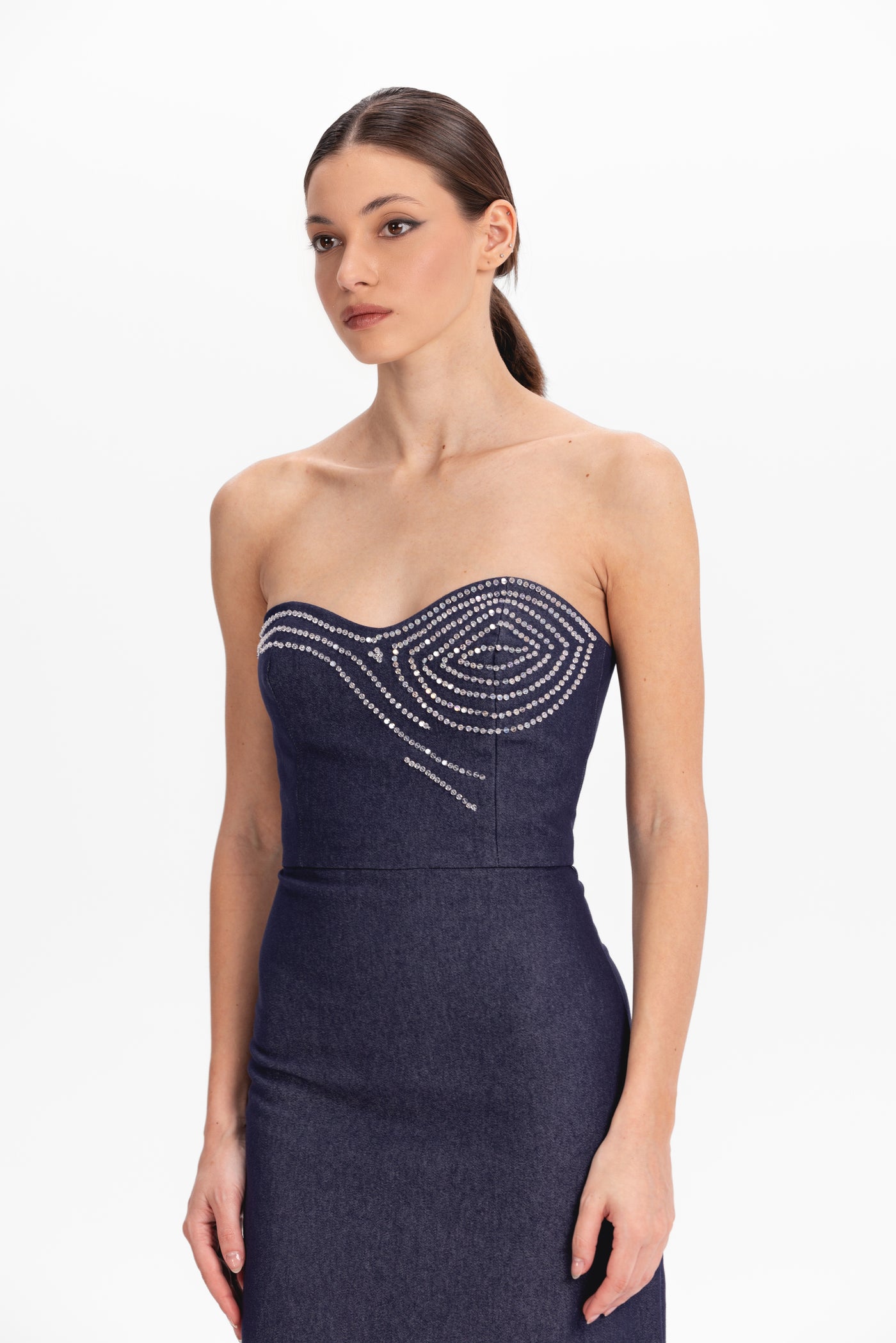 Denim corset dress – GÁLA By Ameera
