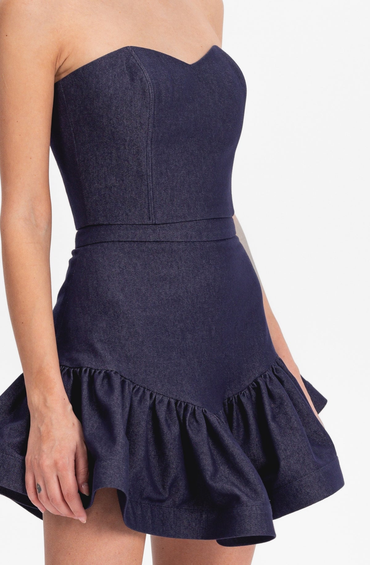 Ruffled Denim Mini Skirt