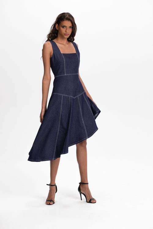Indigo GÁLA asymmetrical dress