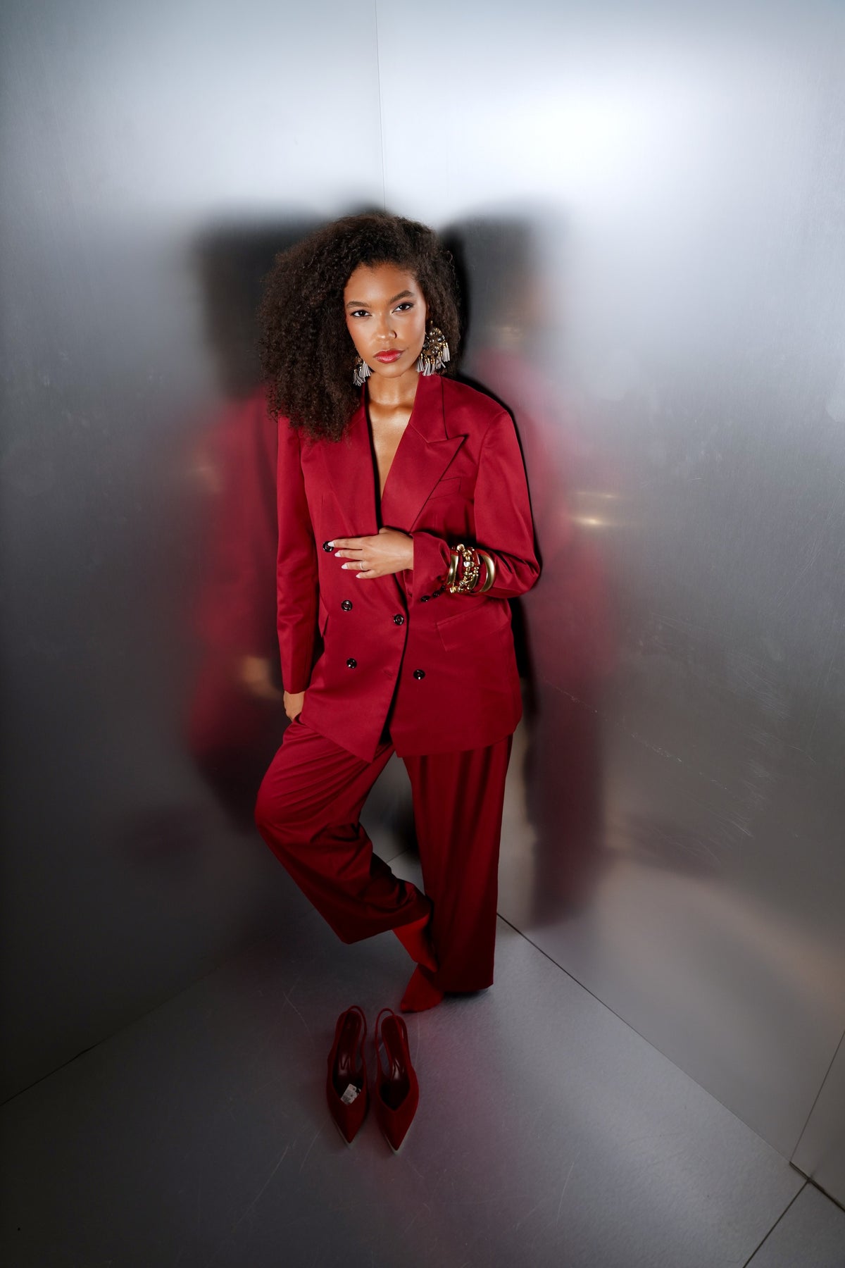Red oversized jacket