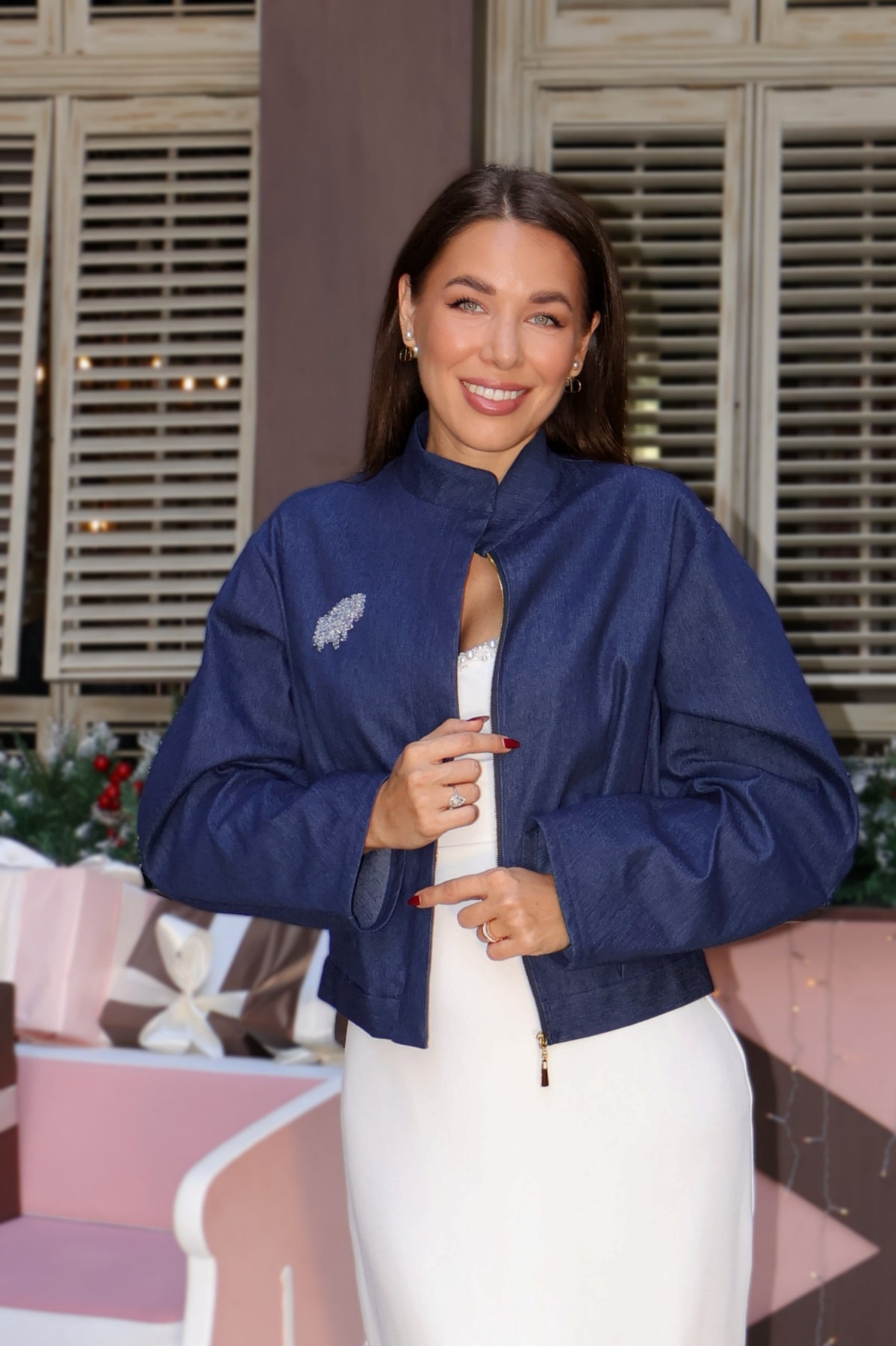 Denim bomber