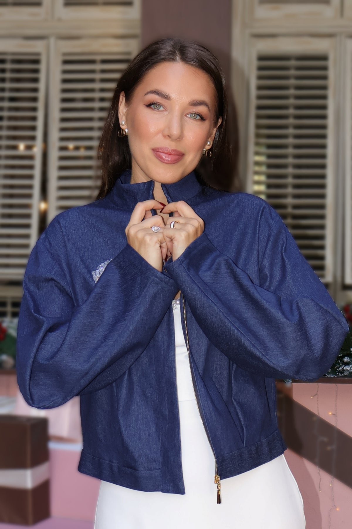 Denim bomber