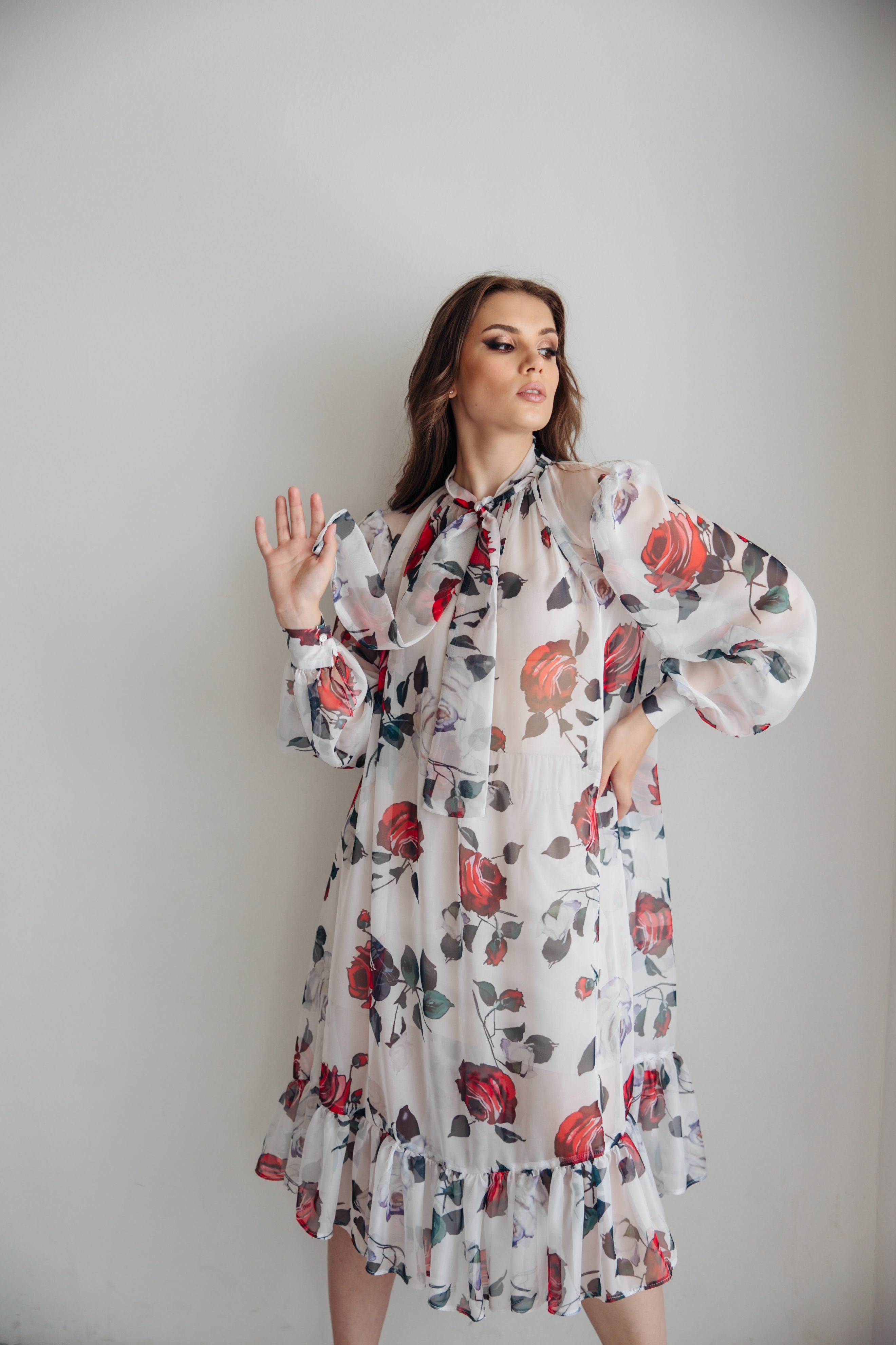 Rose chiffon dress