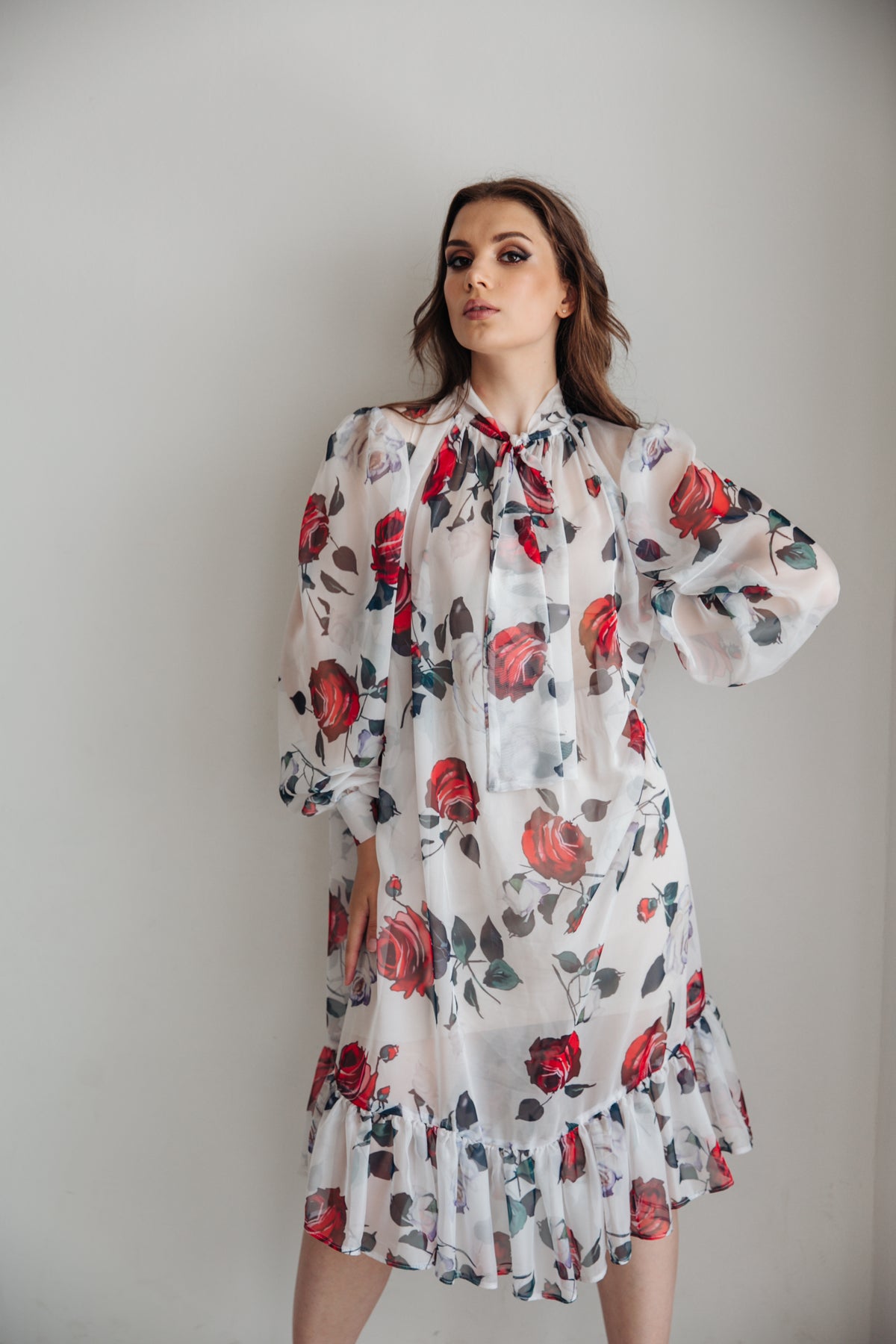 Rose chiffon dress