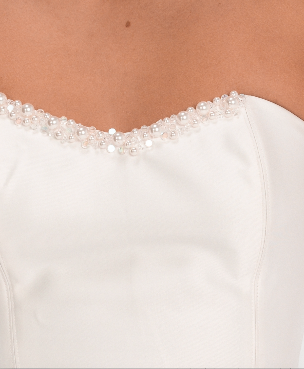 Corset with pearl and crystal embroidery